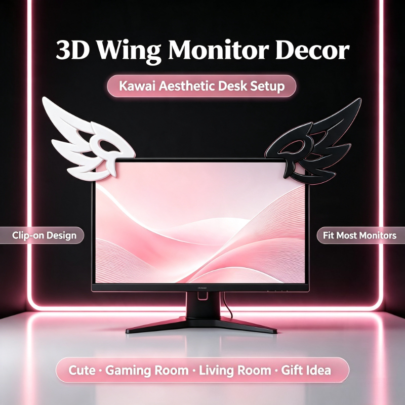 Desk Setup Aesthetic - Decoración de Alas 3D Kawaii para