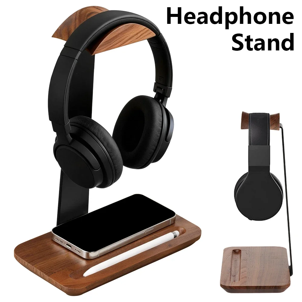 Desk Setup Equipment - Soporte Universal para Auriculares de Madera