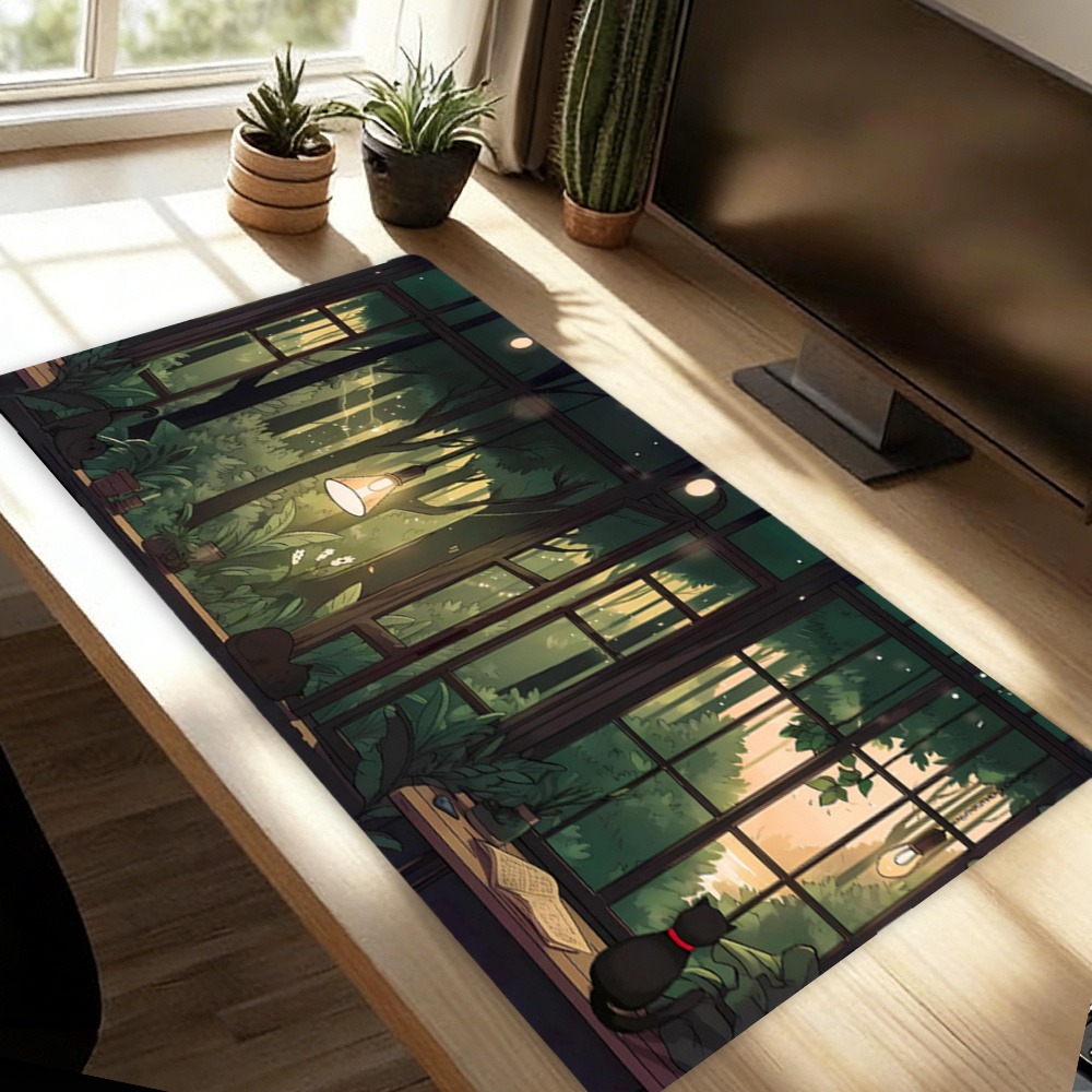 Desk Setup With Plants - Alfombrilla de Escritorio Lofi con Diseño