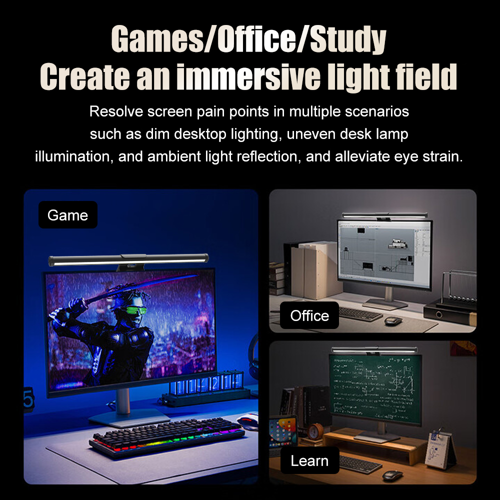 Barra de luz LED para monitor, - Desk Setup Pegboard reseña y precio